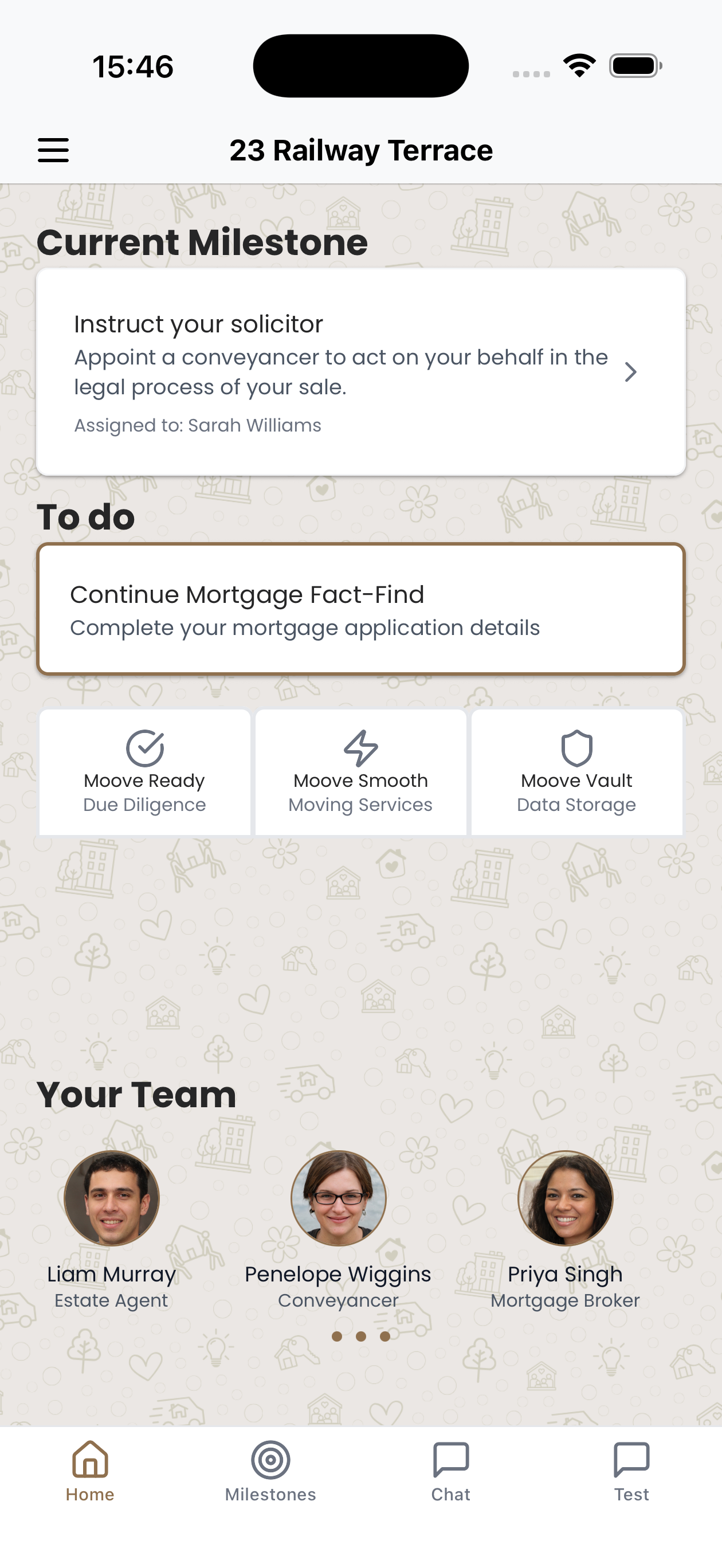 Open Moove white-label app home screen